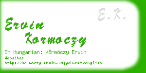 ervin kormoczy business card